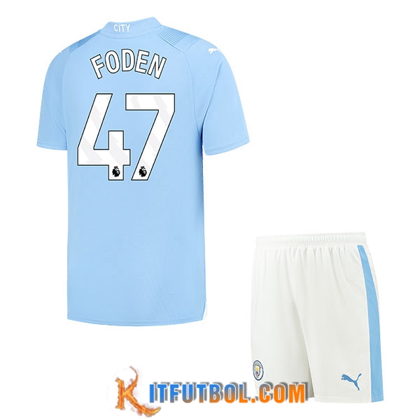 Camisetas De Futbol Manchester City (FODEN #47) Ninos 2023/2024 Primera