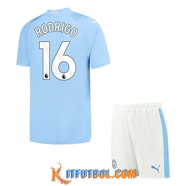 Camisetas De Futbol Manchester City (RODRIGO #16) Ninos 2023/2024 Primera