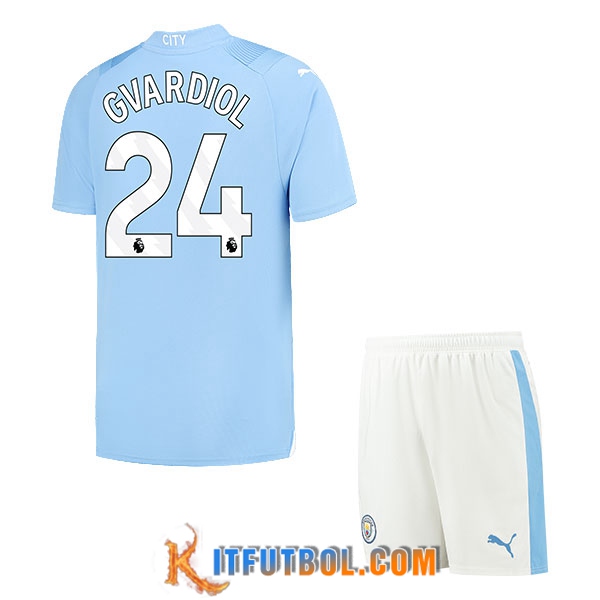 Camisetas De Futbol Manchester City (GVARDIOL #24) Ninos 2023/2024 Primera