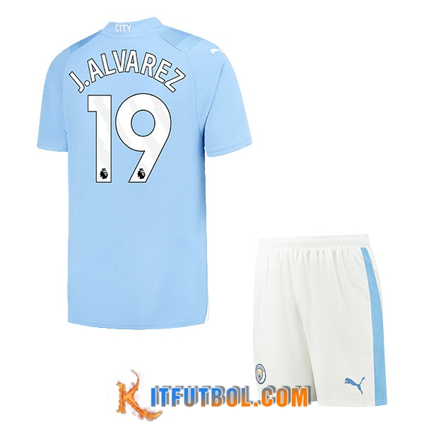 Camisetas De Futbol Manchester City (J.LVAREZ #19) Ninos 2023/2024 Primera