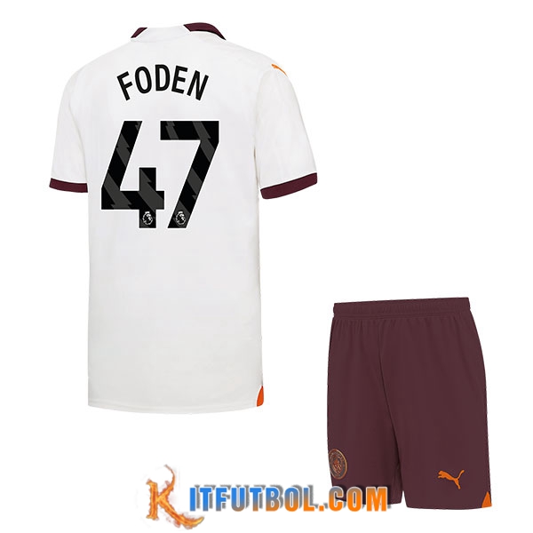 Camisetas De Futbol Manchester City (FODEN #47) Ninos 2023/2024 Segunda