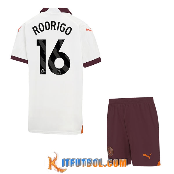 Camisetas De Futbol Manchester City (RODRIGO #16) Ninos 2023/2024 Segunda