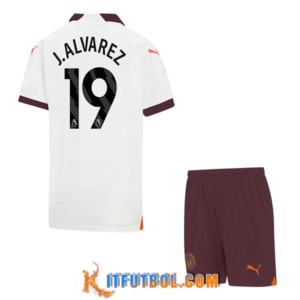 Camisetas De Futbol Manchester City (J.LVAREZ #19) Ninos 2023/2024 Segunda