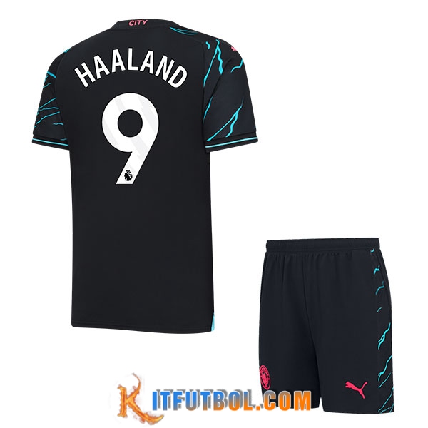 Camisetas De Futbol Manchester City (HAALAND #9) Ninos 2023/2024 Tercera
