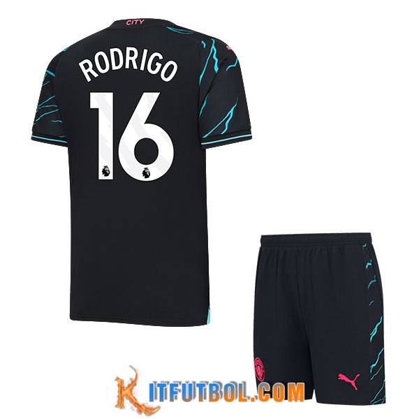 Camisetas De Futbol Manchester City (RODRIGO #16) Ninos 2023/2024 Tercera