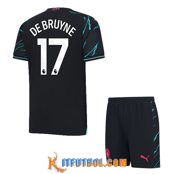 Camisetas De Futbol Manchester City (DE BRUYNE #17) Ninos 2023/2024 Tercera