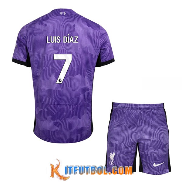Camisetas De Futbol Liverpool (LUIS DÍAZ #7) Ninos 2023/2024 Tercera