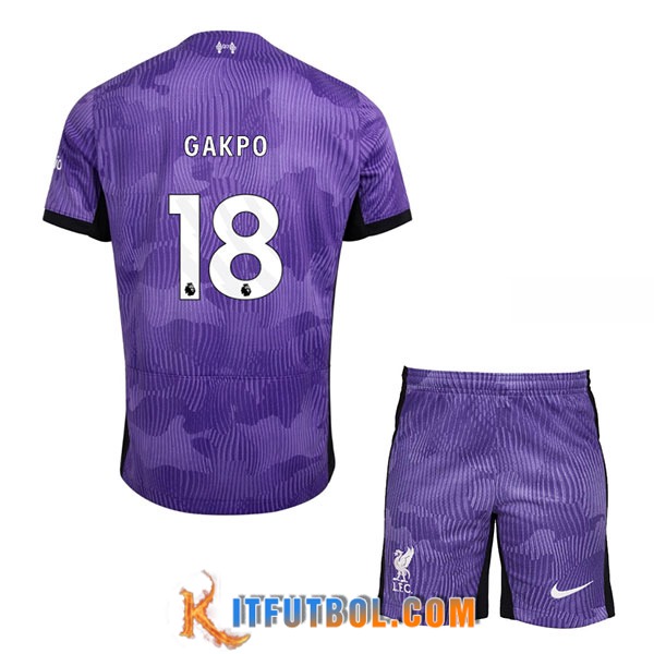 Camisetas De Futbol Liverpool (GAKPO #18) Ninos 2023/2024 Tercera