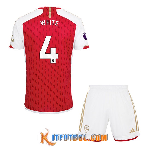 Camisetas De Futbol Arsenal (WHITE #4) Ninos 2023/2024 Primera