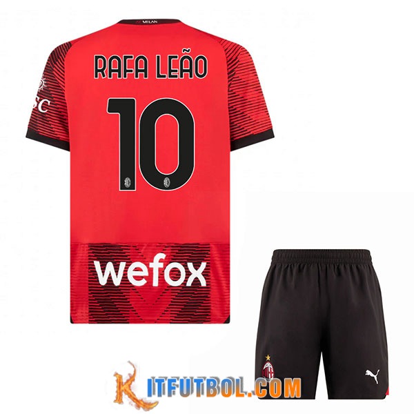 Camisetas De Futbol AC Milan (RAFAEL LEÃO #10) Ninos 2023/2024 Primera