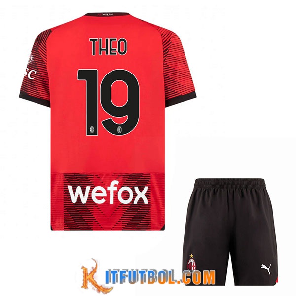 Camisetas De Futbol AC Milan (THEO #19) Ninos 2023/2024 Primera