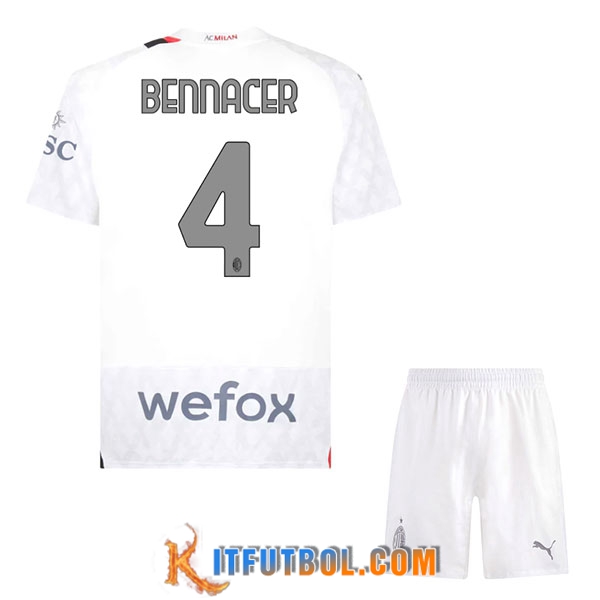 Camisetas De Futbol AC Milan (BENNACER #4) Ninos 2023/2024 Segunda