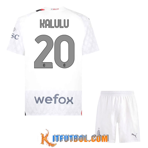 Camisetas De Futbol AC Milan (KALULU #20) Ninos 2023/2024 Segunda