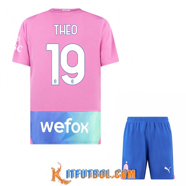 Camisetas De Futbol AC Milan (THEO #19) Ninos 2023/2024 Tercera