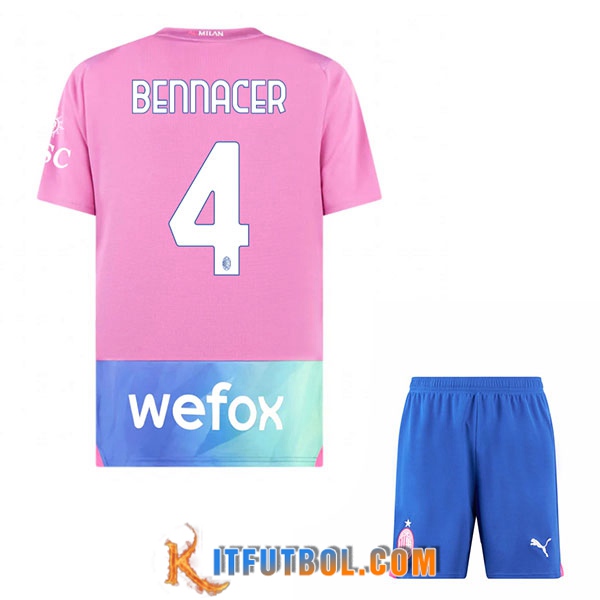 Camisetas De Futbol AC Milan (BENNACER #4) Ninos 2023/2024 Tercera