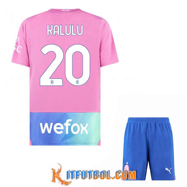 Camisetas De Futbol AC Milan (KALULU #20) Ninos 2023/2024 Tercera