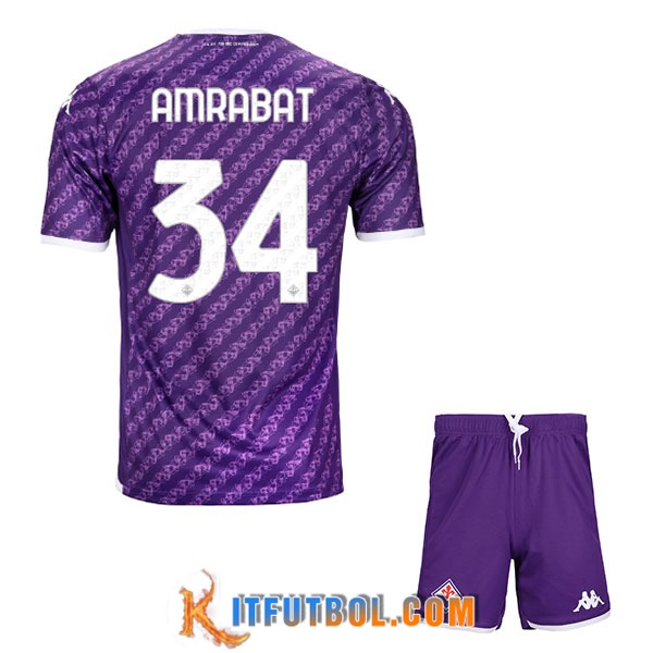 Camisetas De Futbol ACF Fiorentina (AMRABAT #34) Ninos 2023/2024 Primera