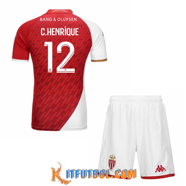 Camisetas De Futbol AS Monaco (C.HENRIQUE #12) Ninos 2023/2024 Primera