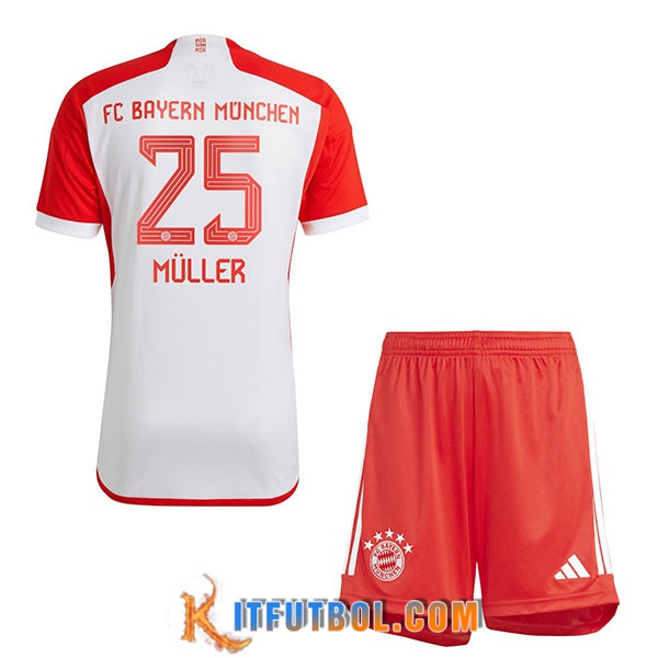Camisetas De Futbol Bayern Munich (MÜLLER #25) Ninos 2023/2024 Primera