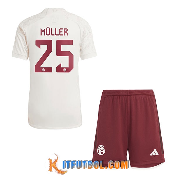 Camisetas De Futbol Bayern Munich (MÜLLER #25) Ninos 2023/2024 Tercera