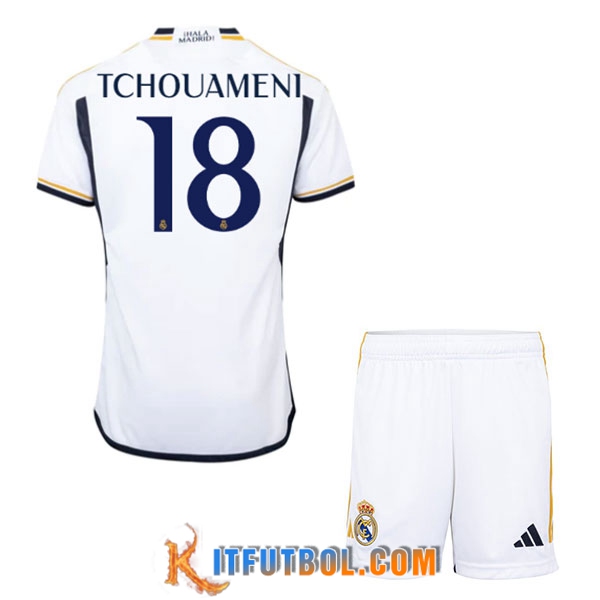 Camisetas De Futbol Real Madrid (TCHOUAMÉNI #18) Ninos 2023/2024 Primera