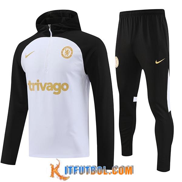 Chaqueta Con Capucha Chandal FC Chelsea Blanco/Negro 2023/2024