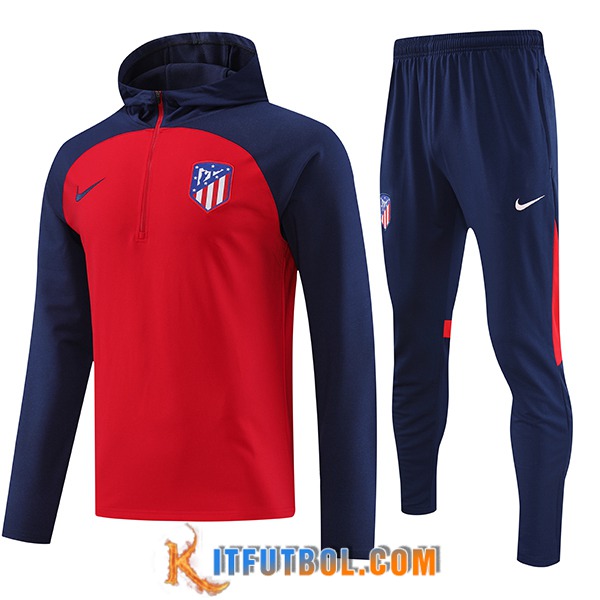 Chaqueta Con Capucha Chandal Atletico Madrid Rojo 2023/2024