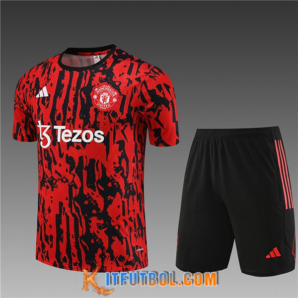 Training T-Shirts + Cortos Manchester United Ninos Rojo 2023/2024