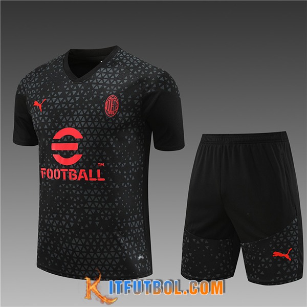 Training T-Shirts + Cortos AC Milan Ninos Negro 2023/2024