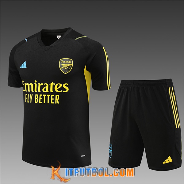 Training T-Shirts + Cortos Arsenal Ninos Negro 2023/2024 -02
