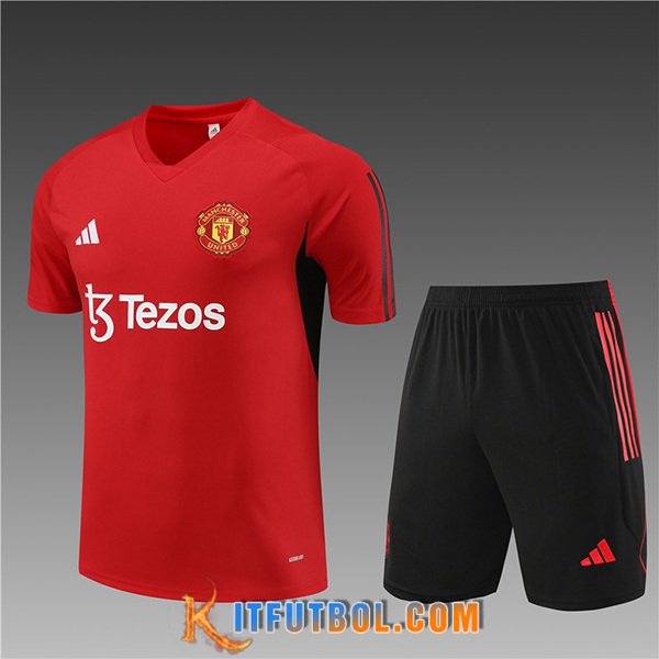 Training T-Shirts + Cortos Manchester United Ninos Rojo 2023/2024 -02