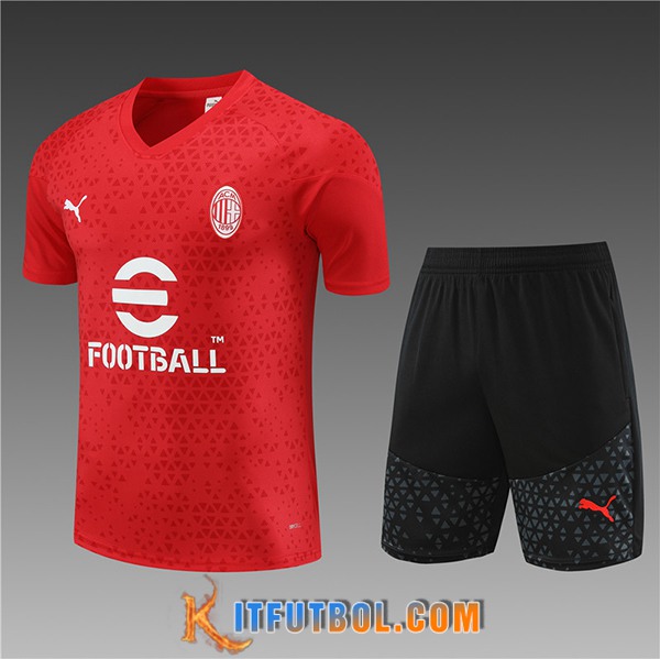 Training T-Shirts + Cortos AC Milan Ninos Rojo 2023/2024