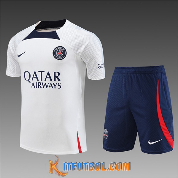 Training T-Shirts + Cortos PSG Ninos Blanco 2023/2024 -03