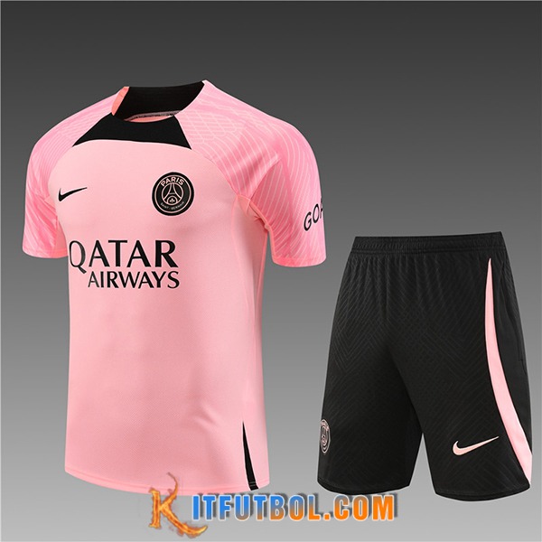 Training T-Shirts + Cortos PSG Ninos Rosa 2023/2024