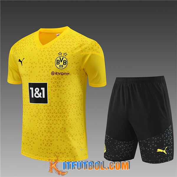 Training T-Shirts + Cortos Dortmund Ninos Amarillo 2023/2024