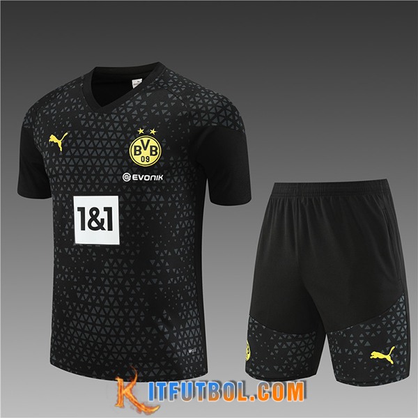 Training T-Shirts + Cortos Dortmund Ninos Negro 2023/2024