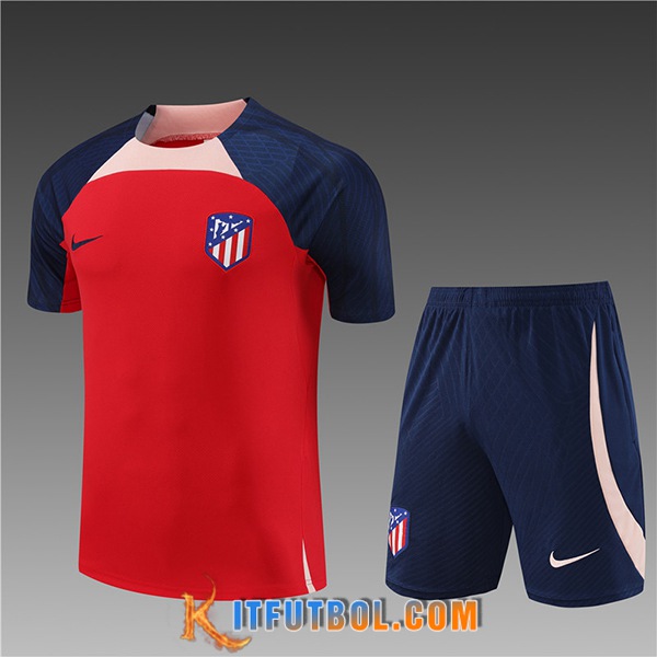 Training T-Shirts + Cortos Atletico Madrid Ninos Rojo 2023/2024