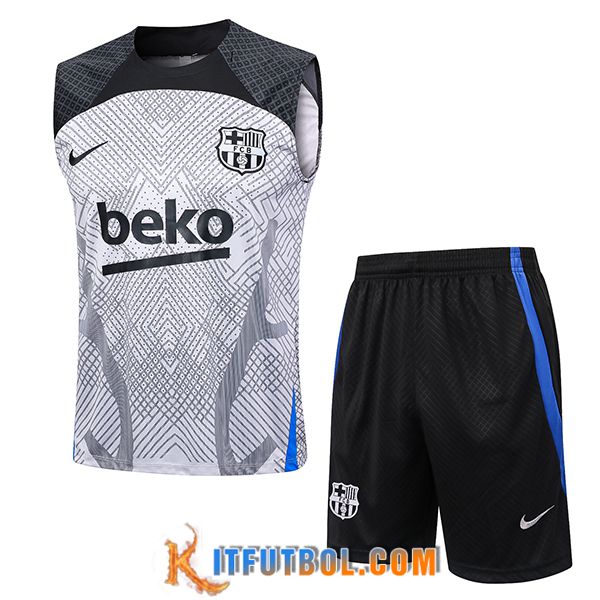 Camiseta Entrenamiento sin mangas + Cortos FC Barcelona Gris Claro 2023/2024
