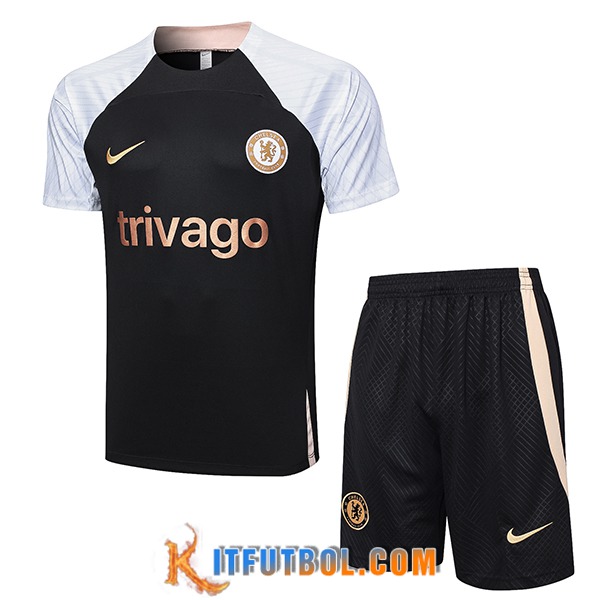 Camiseta Entrenamiento + Cortos FC Chelsea Negro 2023/2024 -03