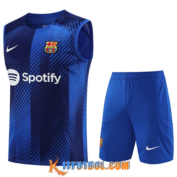 Camiseta Entrenamiento sin mangas + Cortos FC Barcelona Azul 2023/2024 -04
