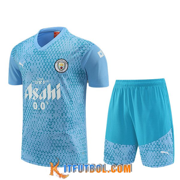Camiseta Entrenamiento + Cortos Manchester City Azul Claro 2023/2024 -02