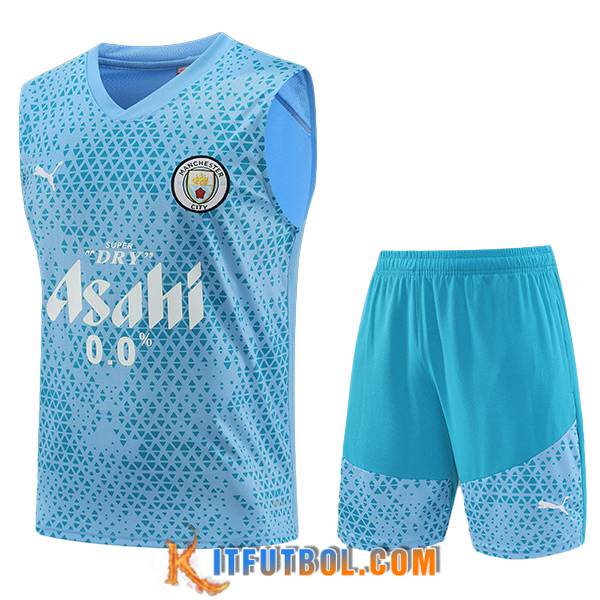 Camiseta Entrenamiento sin mangas + Cortos Manchester City Azul Claro 2023/2024
