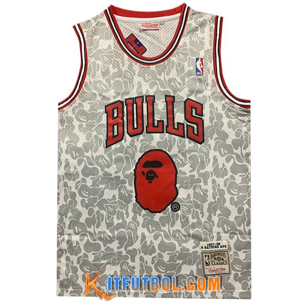 Camisetas De Futbol Chicago Bulls (BAPE #93) 2023/24 Gris/Rojo