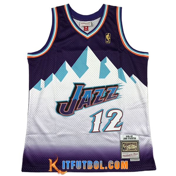 Camisetas De Futbol Utah Jazz (STOCKTON #12) 2023/24 Blanco/Violeta