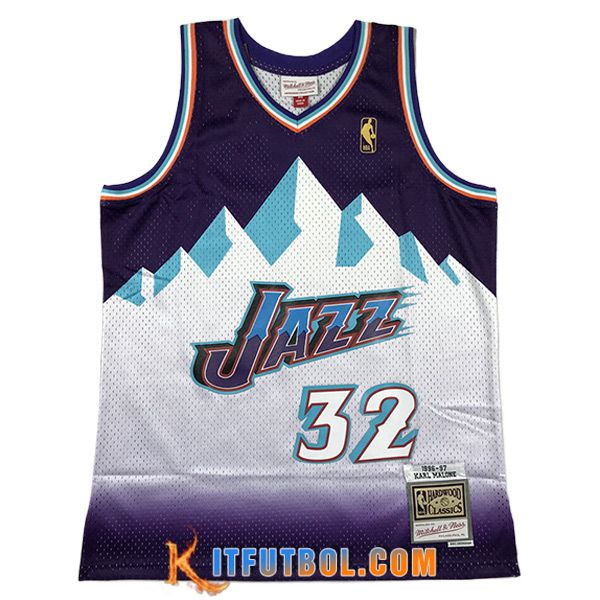 Camisetas De Futbol Utah Jazz (MALONE #32) 2023/24 Blanco/Violeta