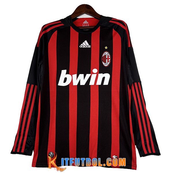Camisetas De Futbol AC Milan Retro Manga Largas Primera 2008/2009