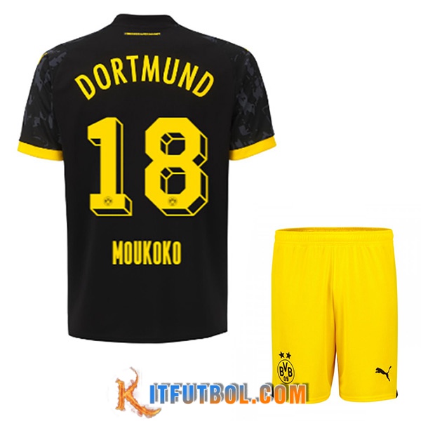Camisetas De Futbol Dortmund BVB (MOUKOKO #18) Ninoss 2023/2024 Segunda