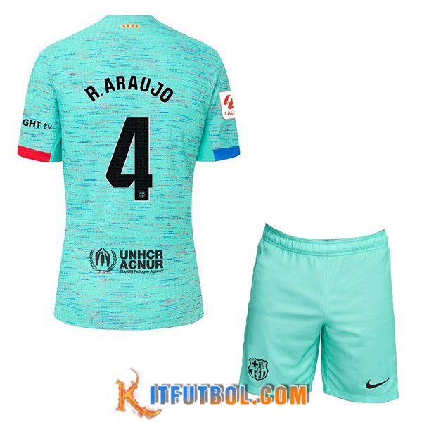 Camisetas De Futbol Barcelona (R. ARAUJO #4) Ninoss 2023/2024 Tercera