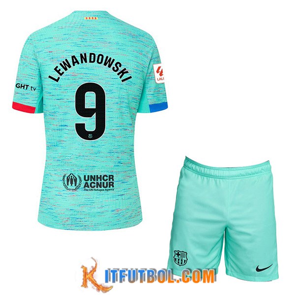 Camisetas De Futbol Barcelona (LEWANDOWSKI #9) Ninoss 2023/2024 Tercera