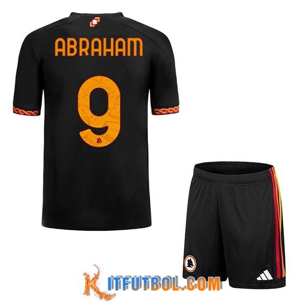 Camisetas De Futbol AS Roma (ABRAHAM #9) Ninoss 2023/2024 Tercera